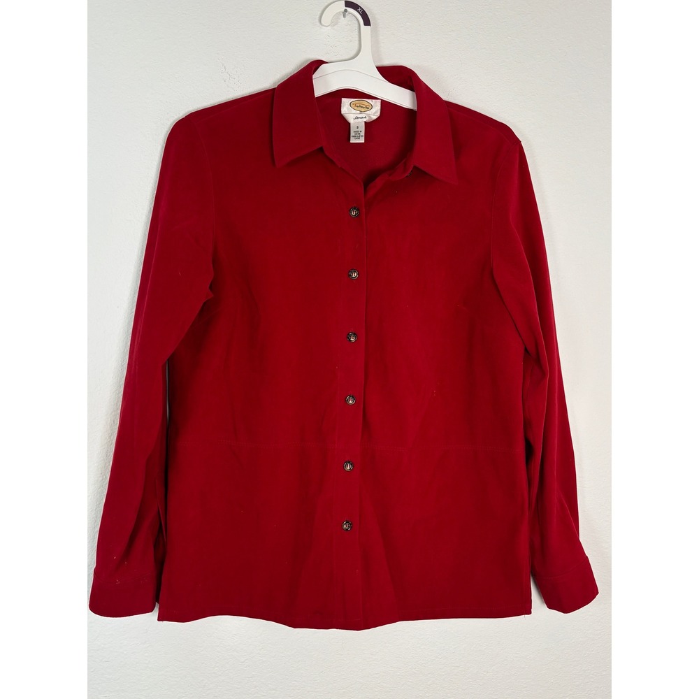Talbots Stretch Red Button Down Shirt Long Sleeve Classic Blouse Small